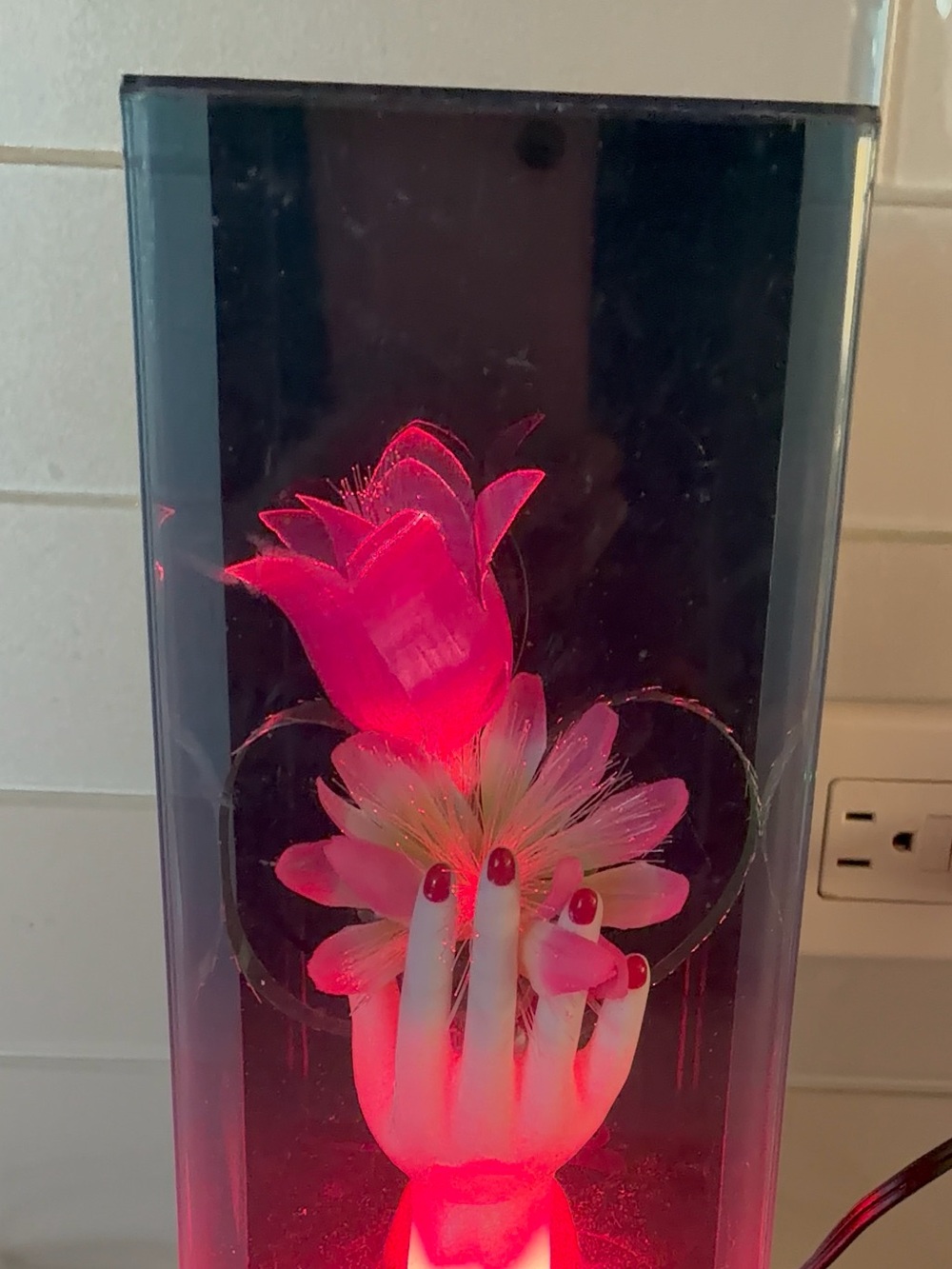 Rare Vintage 80s Fiber Optic Hand Flower Lamp Light Postmodern Whimsigoth Retro